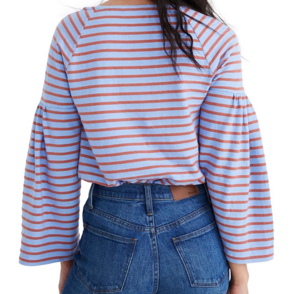 Madewell shirred sleeve sailor top